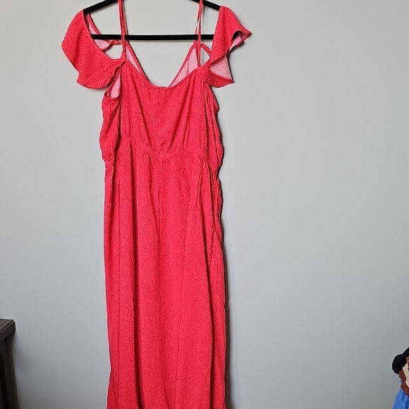 Express Flutter Sleeve Red Polka Dot High Low Ruffle Feminine Summer Dress XL - Picture 11 of 13